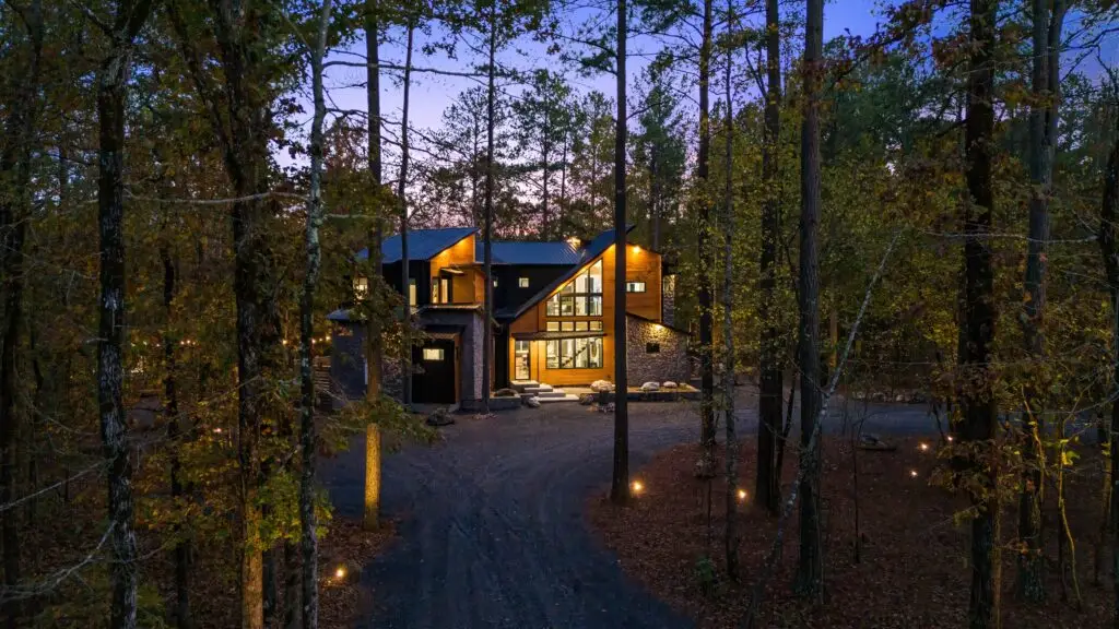 Tributary Lodge Cabin at Night near Broken Bow, OK